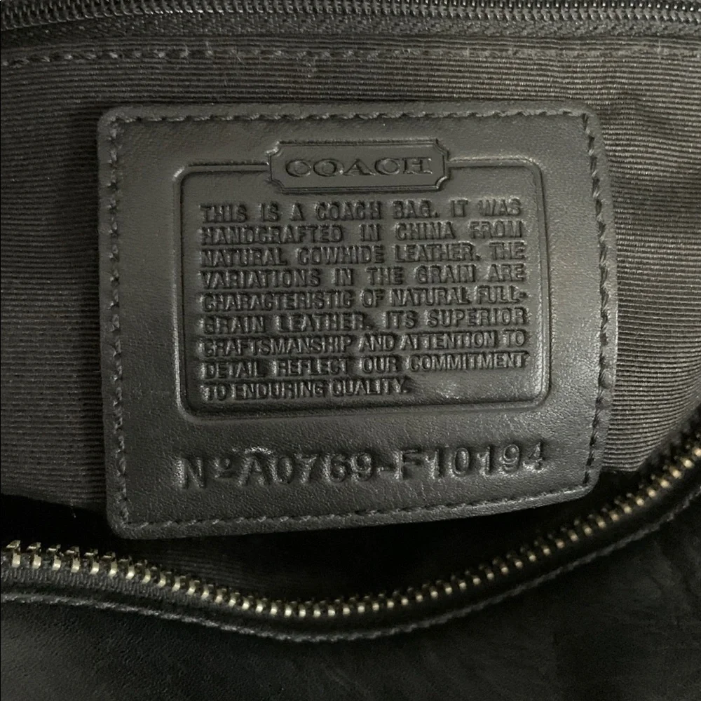 Coach Hampton Black Leather Tote Bag #F10194 - Picture 7 of 13